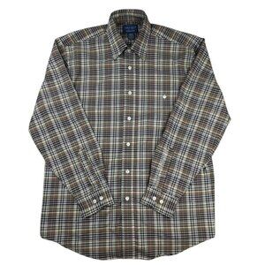 Towncraft Mens Plaid Dress Shirt Long Sleeve Blue Brown Green Size M  JH877